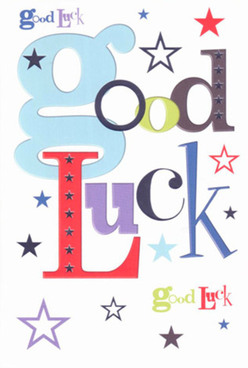 In Petts Wood, where community spirit flourishes and hope is never in short supply, this delightfully designed good luck card captures the lively energy of local celebrations. Against a backdrop of pristine white, confident letters sweep across the page-starting with a friendly baby-blue 'g', followed by robust reds and velvety purples, each tone carefully chosen like a florist's selection of the week's freshest blooms. Sprinkled throughout are stars in inky navy, sky blue, and pale lavender, twinkling like the possibility and optimism that fills the air around Petts Wood Station on a sunny morning. The card's tactile surface invites a gentle touch, echoing the smoothness of quality cardstock in your hands, while the layered fonts and colours deliver an emotional crescendo of encouragement and anticipation. Ideal for marking achievements or milestones, from exam results at Crofton School to first days on new ventures, this card radiates reassurance and heartfelt support-whispering to the recipient that good fortune, much like the Petts Wood community's well wishes, is truly by their side.