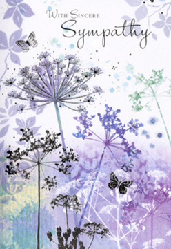 This sympathy card opens like a soft breath of air over the woods and gardens of Petts Wood, its design built from fine, nature-inspired details. At the centre, tall, spidery wildflowers with umbel-like heads reach upwards, painted in delicate layers of violet, powdery blue, and misty green. Each stem is slender and slightly curved, so the flowers appear to sway, as if catching a gentle breeze that might drift across the lawns near Station Square. The petals and tiny florets are rendered in almost lace-like strokes, with the outer edges fading into transparency, giving a sense of movement and lightness rather than heaviness. Around these ethereal blooms, soft bands of watercolour wash across the card in muted lilac and silvery sage, reminiscent of early morning light seeping through the trees along the trails of Petts Wood. Semi-transparent butterflies float among the flower heads, their wings only lightly defined, like fleeting moments of hope and comfort. The overall light is diffuse and calm, with no harsh contrasts, allowing the eye to wander peacefully from one stem to another. As someone who often designs condolence flowers for local services and home deliveries, I see how this artwork mirrors the quiet support we offer in times of grief: unobtrusive, gentle, and deeply respectful. The card's palette and composition feel like a soft embrace, a visual reassurance that love, like these delicate wildflowers, endures with quiet strength, making it a compassionate choice to accompany sympathy flowers sent within Petts Wood and neighbouring communities.